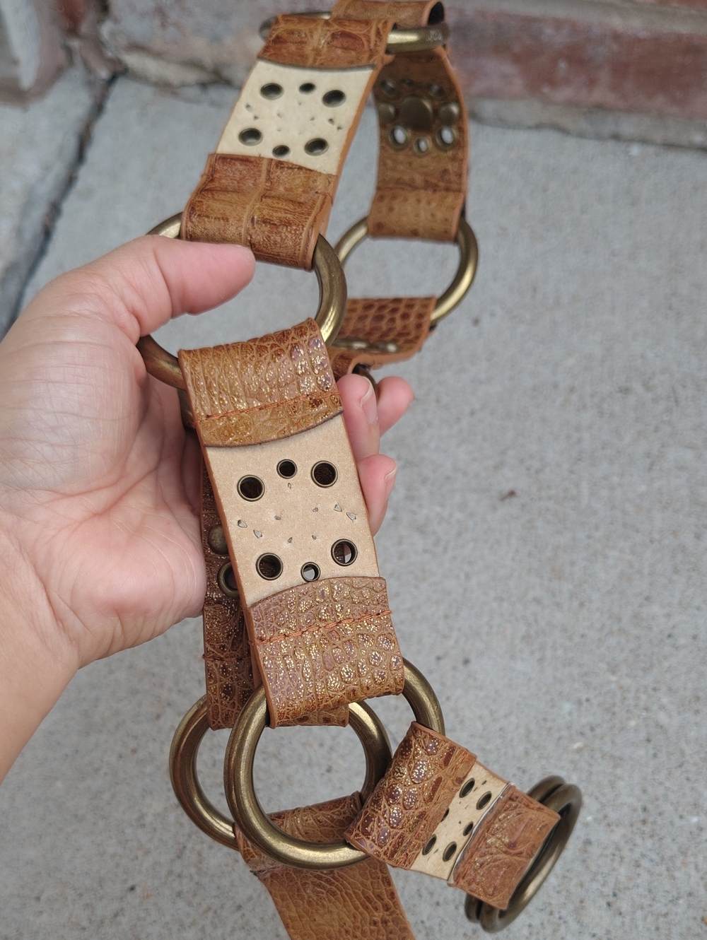 Vintage Guess Leather Studded Double Loop Buckle Belt Country Rodeo Western Y2K - Picture 10 of 15